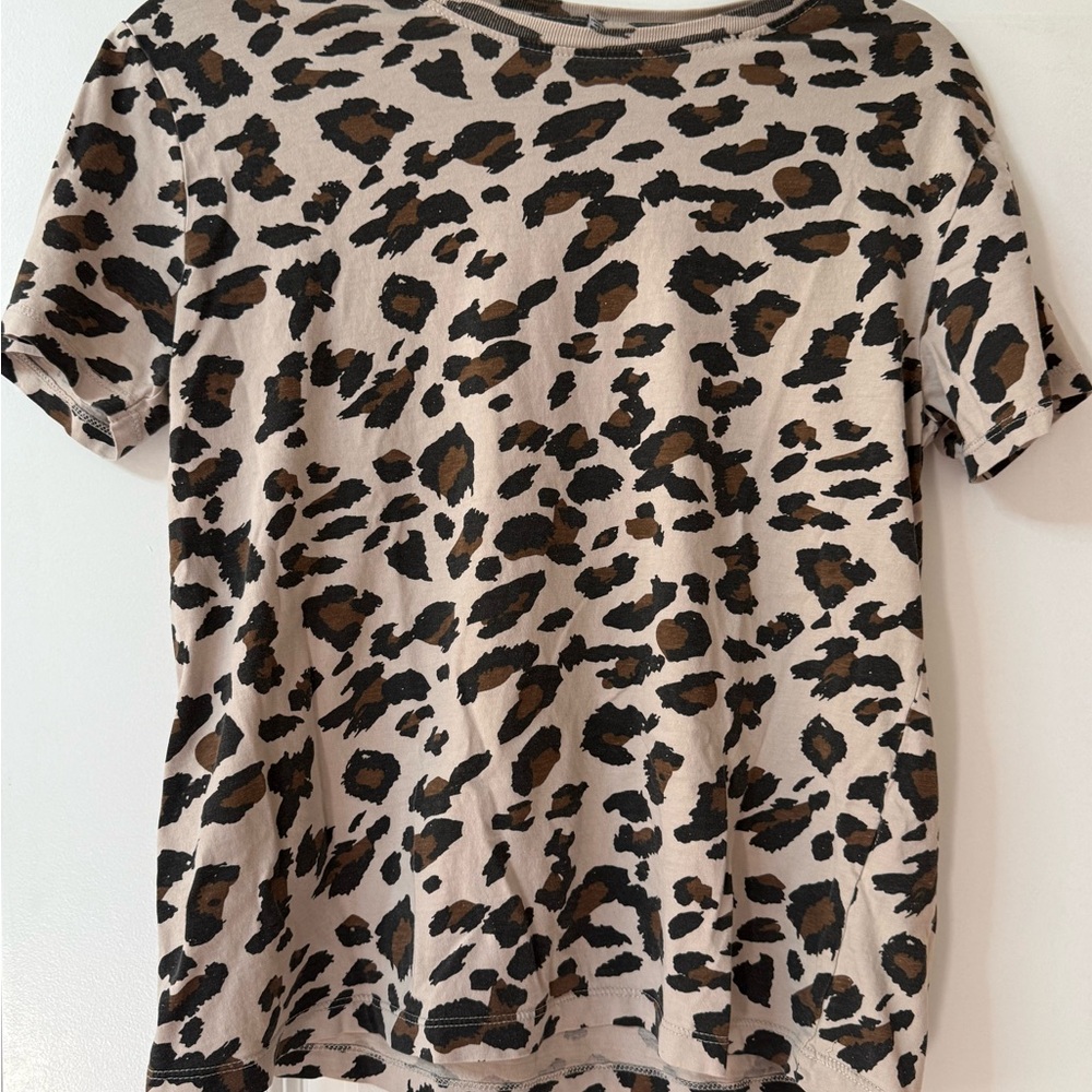 Brunette The Label Brown Leopard Print Short Sleeve Tee